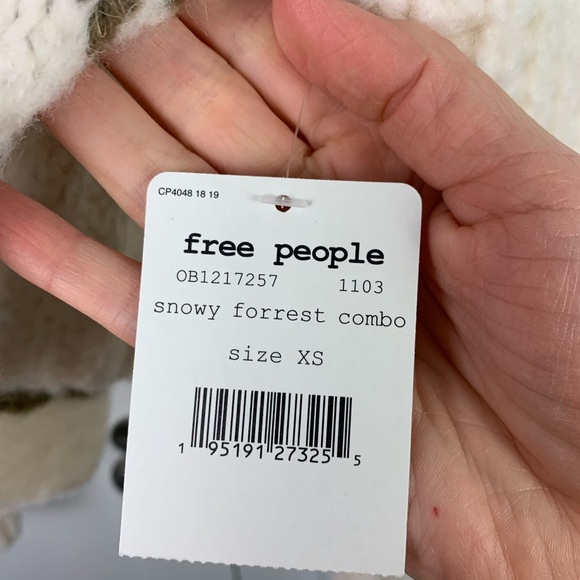 NWT Free People Sweater XS Alpine Snowy Forest Chunky Knit Oversized Alpaca Wool - Picture 4 of 8